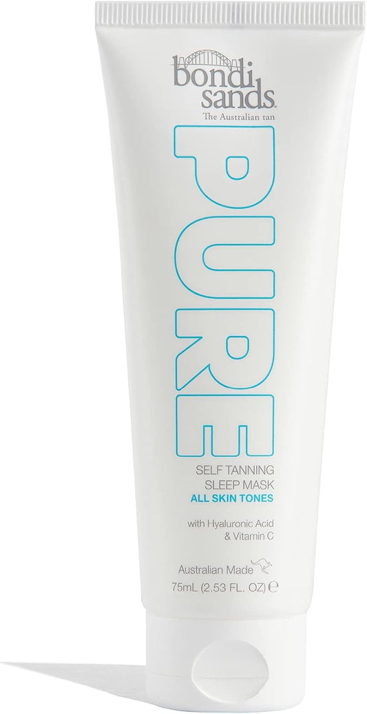 Bondi Sands PURE Self-Tanning Sleep Mask | Hydrating Formula Gives a Natural Glow Overnight, Enriched with Cocoa & Shea Butter, Hyaluronic Acid, & Vitamins C + E, Vegan + Cruelty Free | 75 mL/2.53 Oz