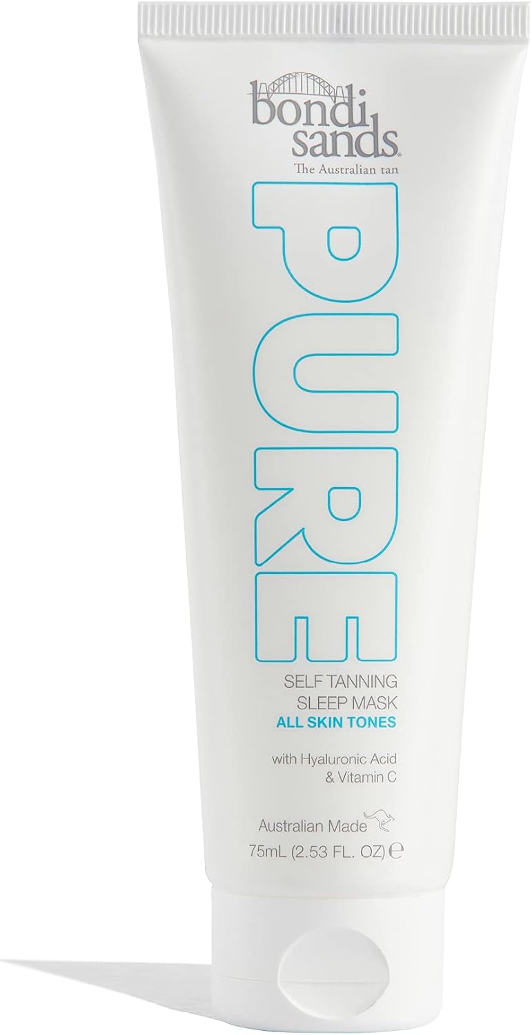 Bondi Sands PURE Self-Tanning Sleep Mask | Hydrating Formula Gives a Natural Glow Overnight, Enriched with Cocoa & Shea Butter, Hyaluronic Acid, & Vitamins C + E, Vegan + Cruelty Free | 75 mL/2.53 Oz