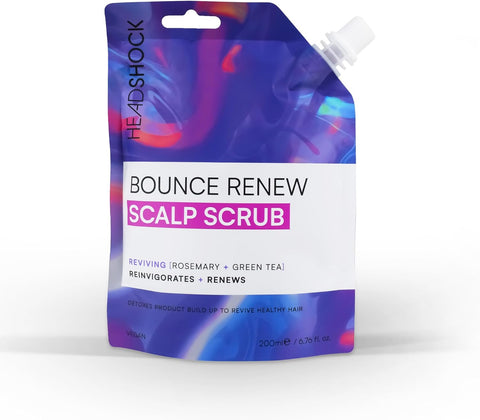 Headshock Bounce Renew Reviving Scalp Scrub | Rosemary + Green Tea | Resealable Pouch | 200ml