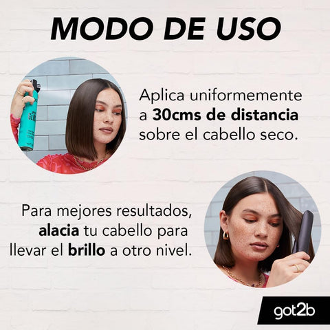 got2b gotGLOSS hair spray finish for glossy and glass-like hair, frizz control and heat protection for sleek hair 200ml