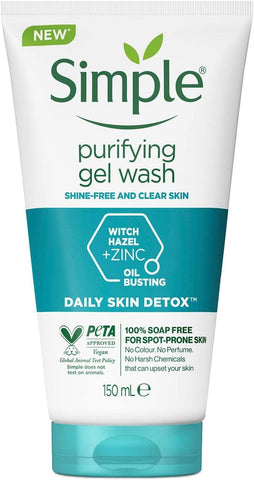 Simple Daily Skin Detox Purifying Facial Wash, 150ml 2 Pack