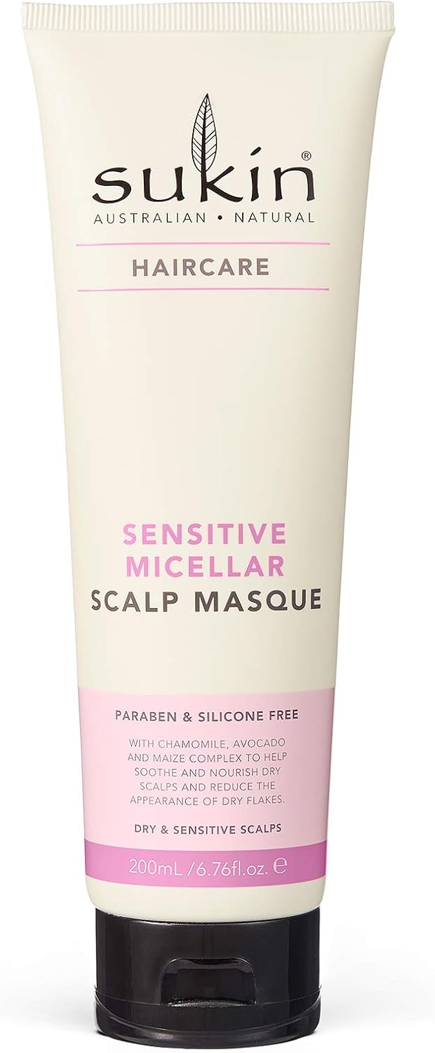Sukin Sensitive Micellar Scalp Mask 200ml - with Argan, Coconut & Avocado Oils; cruelty free & vegan friendly.