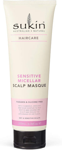 Sukin Sensitive Micellar Scalp Mask 200ml - with Argan, Coconut & Avocado Oils; cruelty free & vegan friendly.