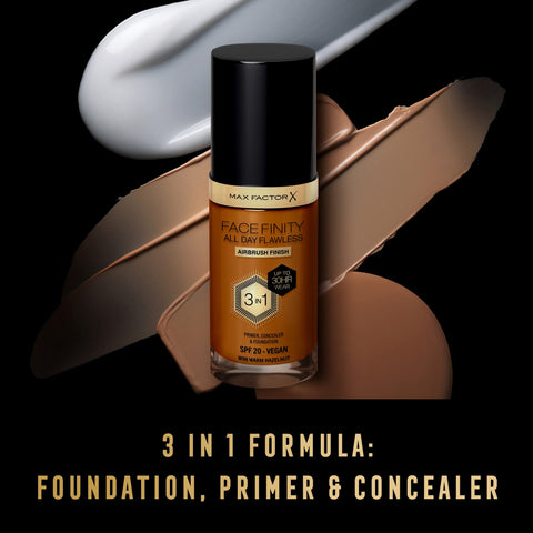 Max Factor Facefinity 3-in-1 All Day Flawless Liquid Foundation, SPF 20 - 98 Warm Hazelnut, 30 ml