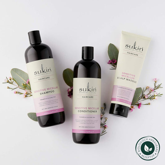 Sukin Sensitive Micellar Scalp Mask 200ml - with Argan, Coconut & Avocado Oils; cruelty free & vegan friendly.