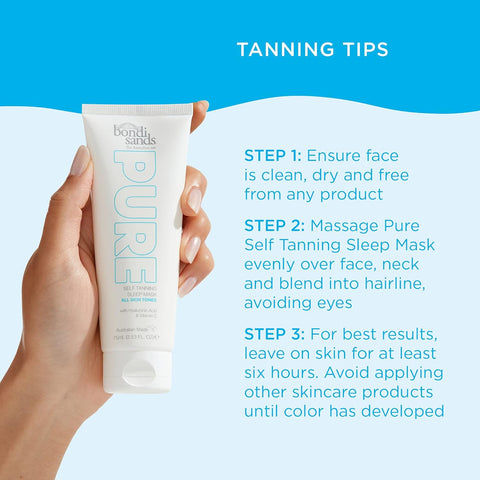 Bondi Sands PURE Self-Tanning Sleep Mask | Hydrating Formula Gives a Natural Glow Overnight, Enriched with Cocoa & Shea Butter, Hyaluronic Acid, & Vitamins C + E, Vegan + Cruelty Free | 75 mL/2.53 Oz