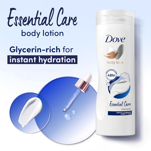 Dove Body Love Essential Care Body Lotion enrich & hydrate from the first use moisturiser for nourished skin 400 ml