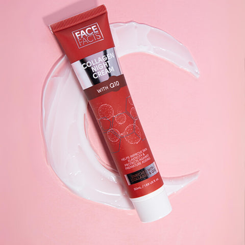 Face Facts Collagen Q10 Night Cream, Ubiquinone (Q10), Vitamin E and Collagen; Improves skin elasticity and protects skin against premature ageing 50ml