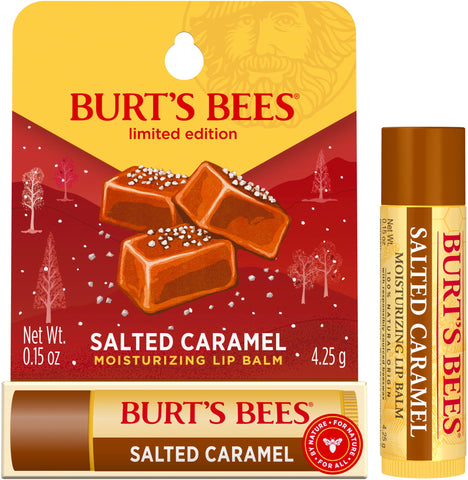 Burt's Bees Moisturising Lip Balm, Salted Caramel Flavour, With Beeswax and Vitamin E, Limited Edition Christmas Flavour, 4.25g