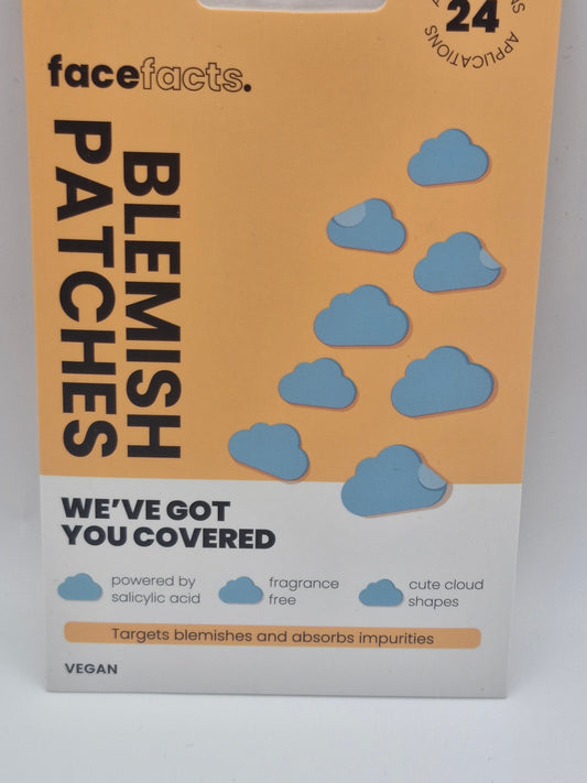 Face Facts Blemish Patches, 24 Applications, Vegan, Salicylic Acid, Fragrance-Free, Cloud Shaped
